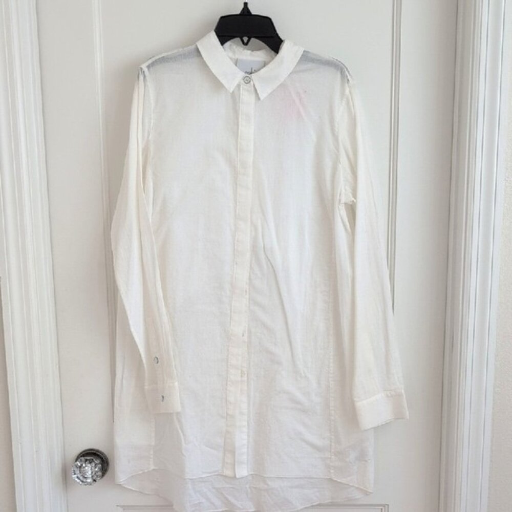 CAbi Vacation Shirt #5057 Love Carol Collection Tunic White Cotton Button Down